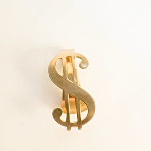VINTAGE GOLD TONE MONEY CLIP DOLLAR SIGN $